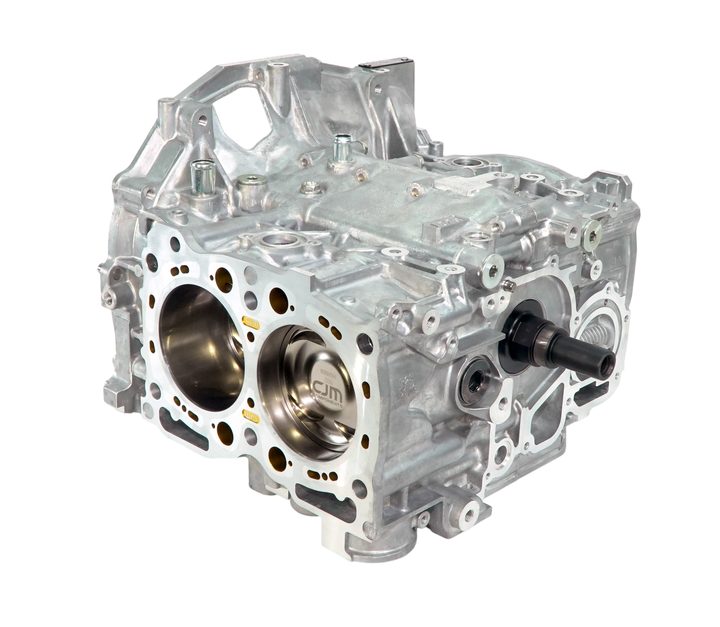 CJM Components EJ25 closed deck short block. gold ej25 inserts have coolant passages to help keep the engine cool. 750hp capable