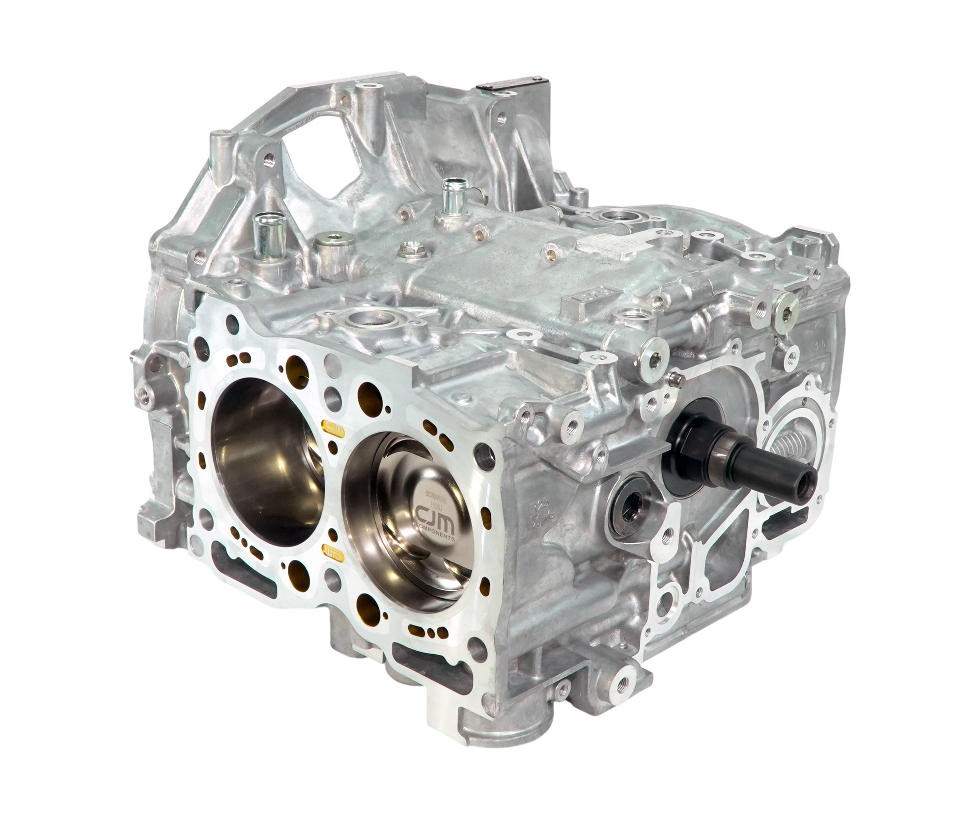 CJM Components EJ25 closed deck short block. gold ej25 inserts have coolant passages to help keep the engine cool. 750hp capable